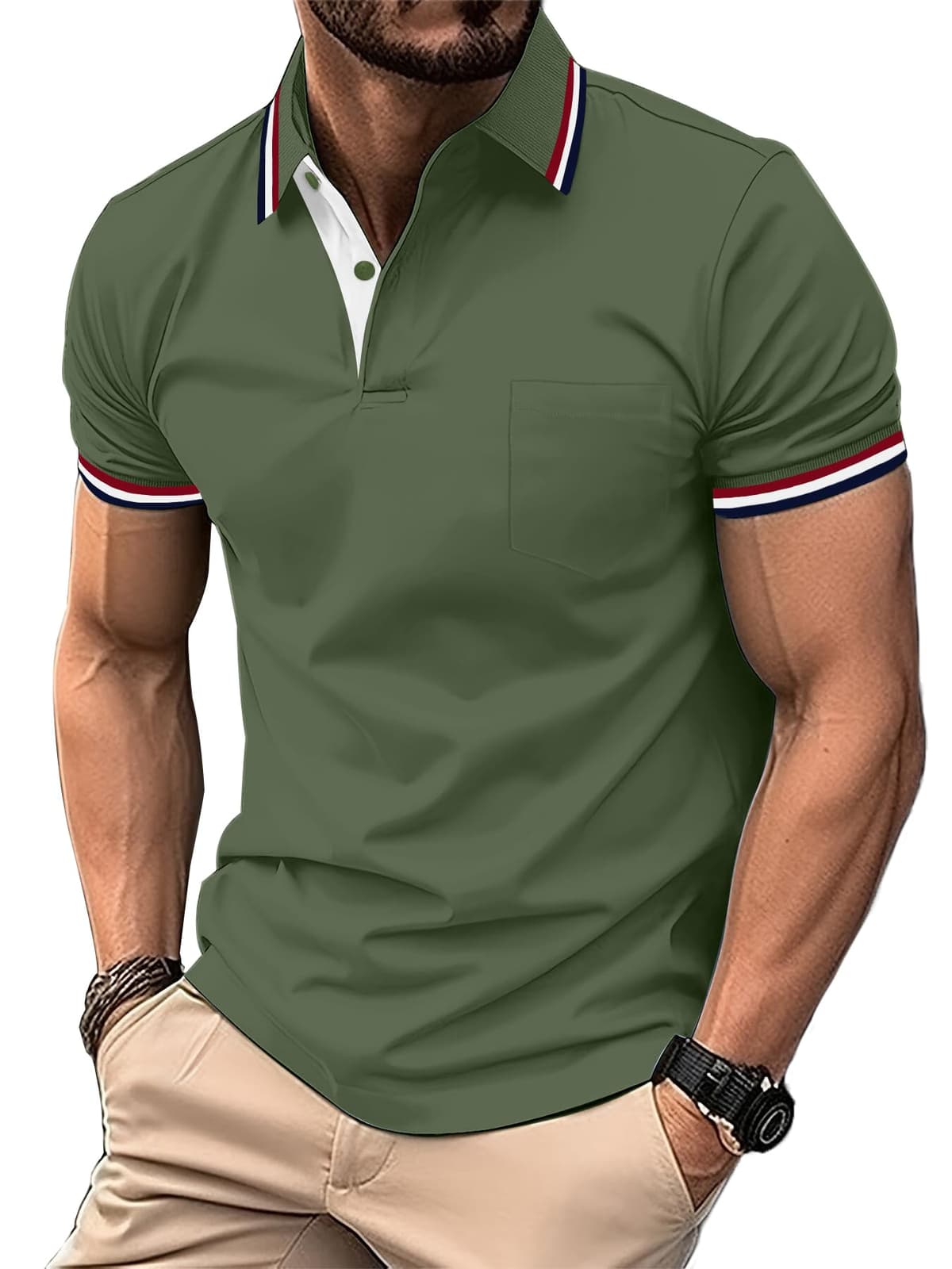 zitysport Polo Hombre Manga con Bolsillo en el Pecho Golf Polo Transpirable de Secado Rápido Poloshirt Deporte Hombre Slim Fit Tshirt Verano Camisa Hombre — view 15