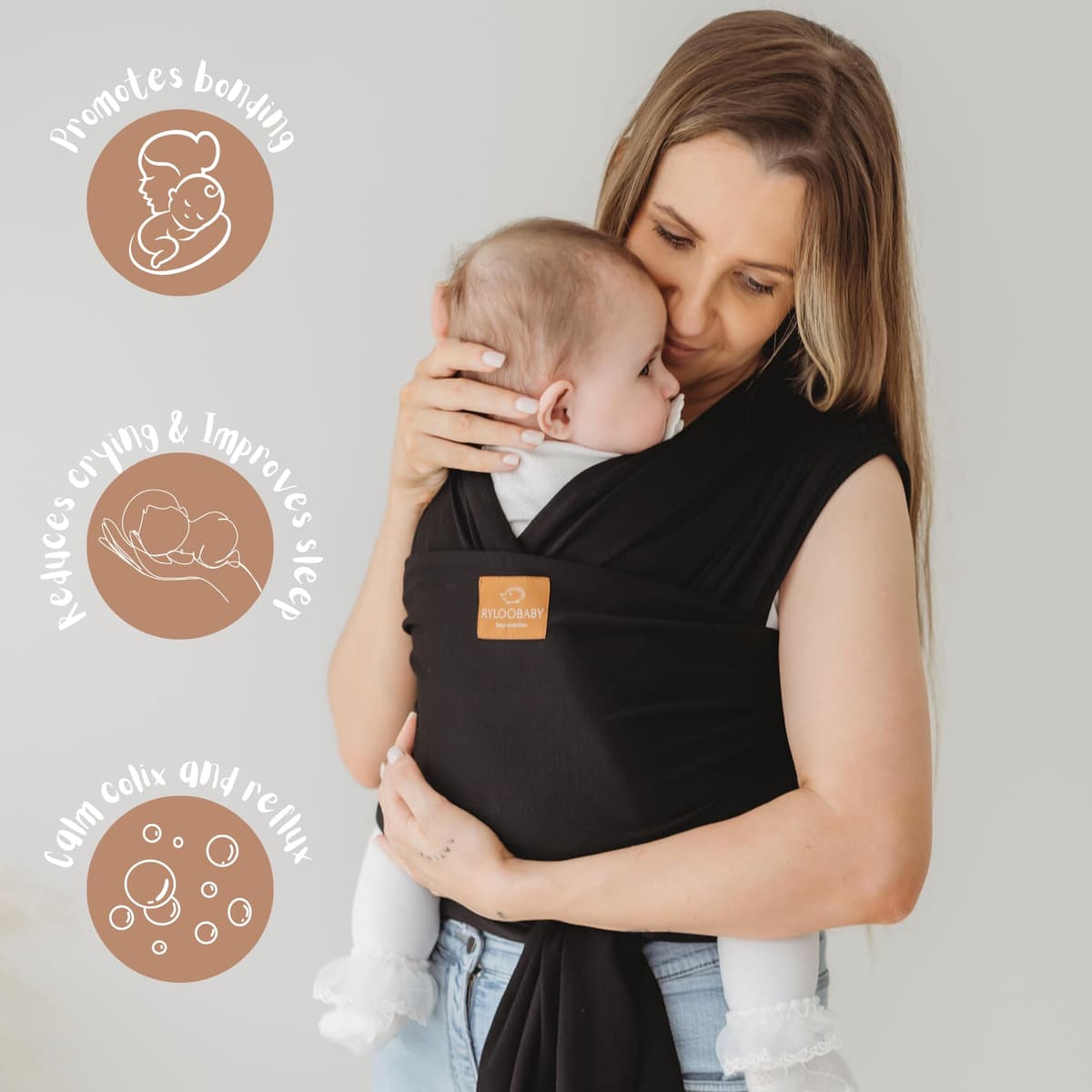 Baby Sling Wrap Newborn to Toddler Carrier, Stretchy Baby Wraps - Baby Sling Safety Tested, Hands-Free Baby Wrap Carrier, Newborn Sling - Baby Carrier — view 3
