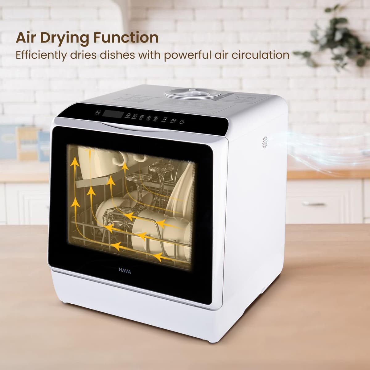 HAVA Table Top Dishwasher, Mini Countertop Dishwasher with 6 Programmes and Built-in 5 Litre Water Tank, No Connection Required, Baby Supplies, and Air Drying Function for Homes and Motorhomes — view 5