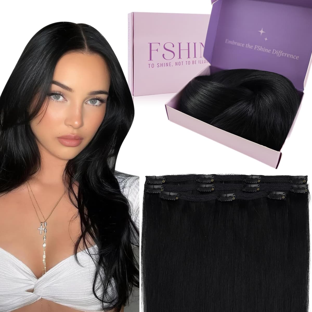 Fshine Clip in Hair Extensions Human Hair Copper Hair Extensions 18 Inch 120 g 7 pcs Color 330 Natural Straight Hair Extensions for Women Real Human Hair — view 60