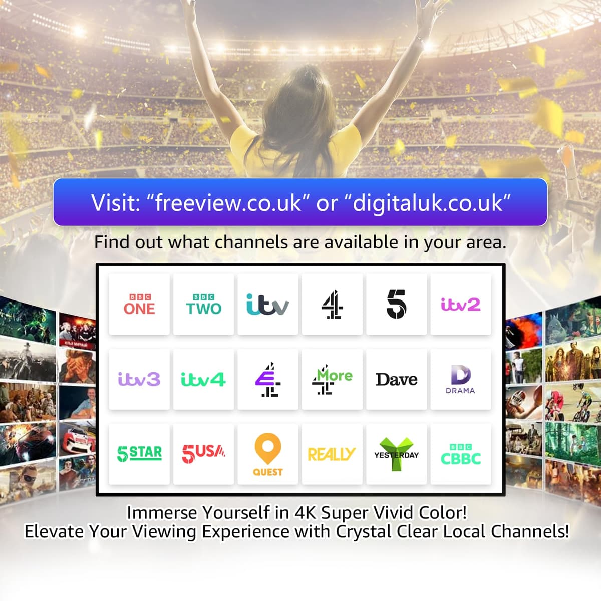 TV Aerial - Magnetic Base 360° Signal Reception Digital TV Aerial Indoor Compatible with Smart TV and All Televisions Supports 8K 4K 1080P Universal Indoor Aerial 5m Coaxial Cable — view 3