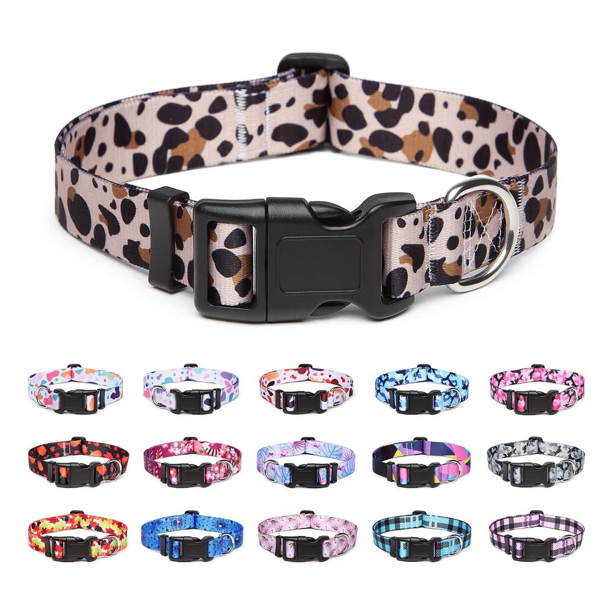 Adjustable Nylon Dog Collar with Patterns, Soft Comfy Pet Collar for Small Medium Large Dogs (S, Purple Plaid) — view 28