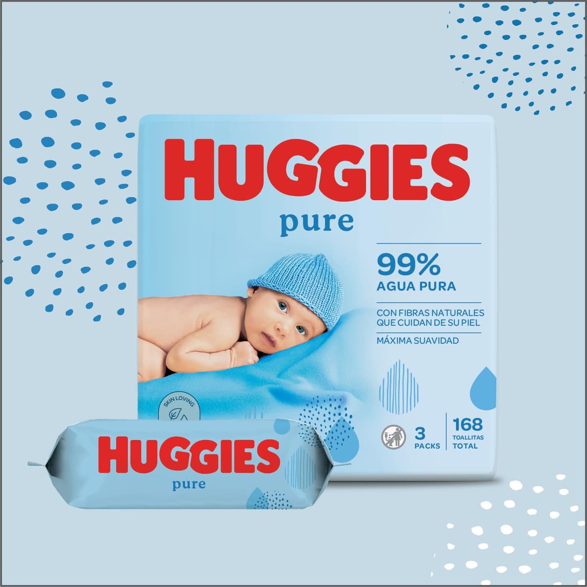 Huggies Pure Toallitas para Bebé, 99% Agua Pura, 12 Packs de 56, Total 672 Toallitas — view 2