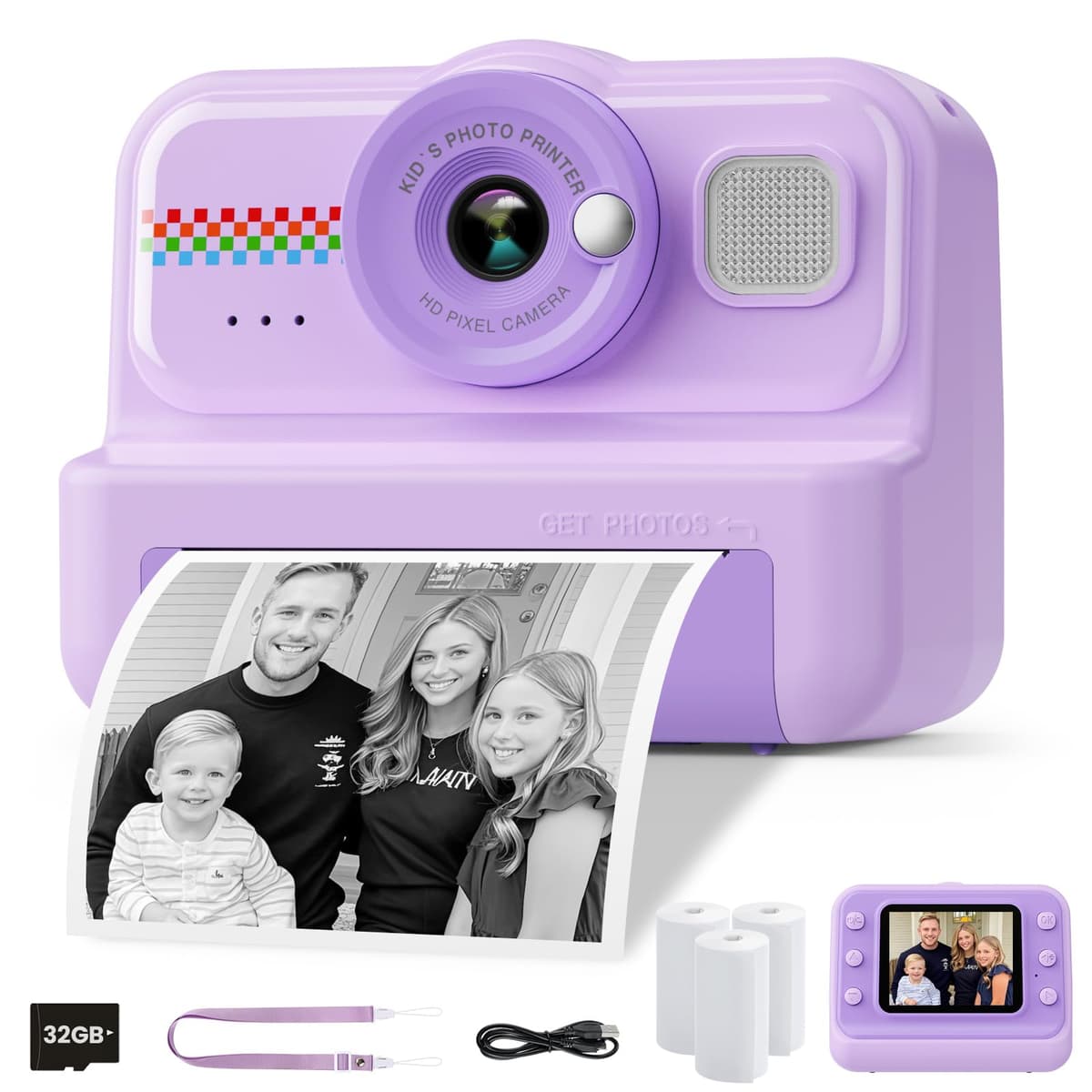 HiMont Camara Fotos Infantil Instantanea, HD/1080P Cámara Instantánea para Niños con Tarjeta de 32G y Papel de Impresión, Camara Fotos Infantil Divertidos Regalos de Juguete para Niños de 3 a 12 Años — view 9