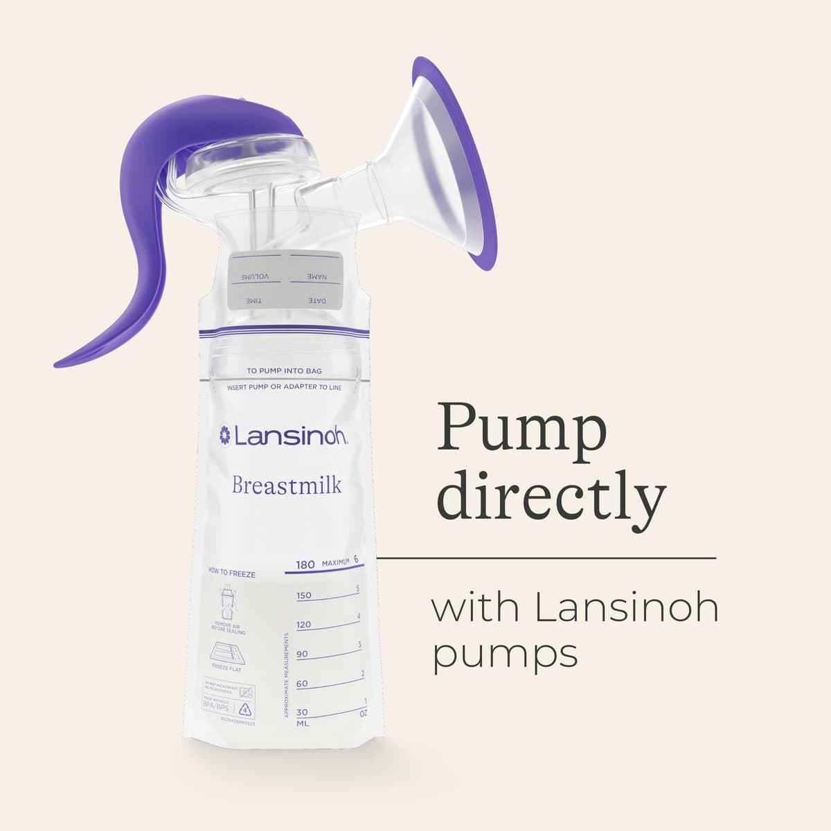 Lansinoh Breast Milk Storage Bags - Pre-Sterilised, Leakproof & BPA/BPS-Free - Fridge & Freezer Breastmilk Pouches - Pump into bag with Lansinoh Breast Pumps - Breastfeeding Essentials - 50 Pack — view 6