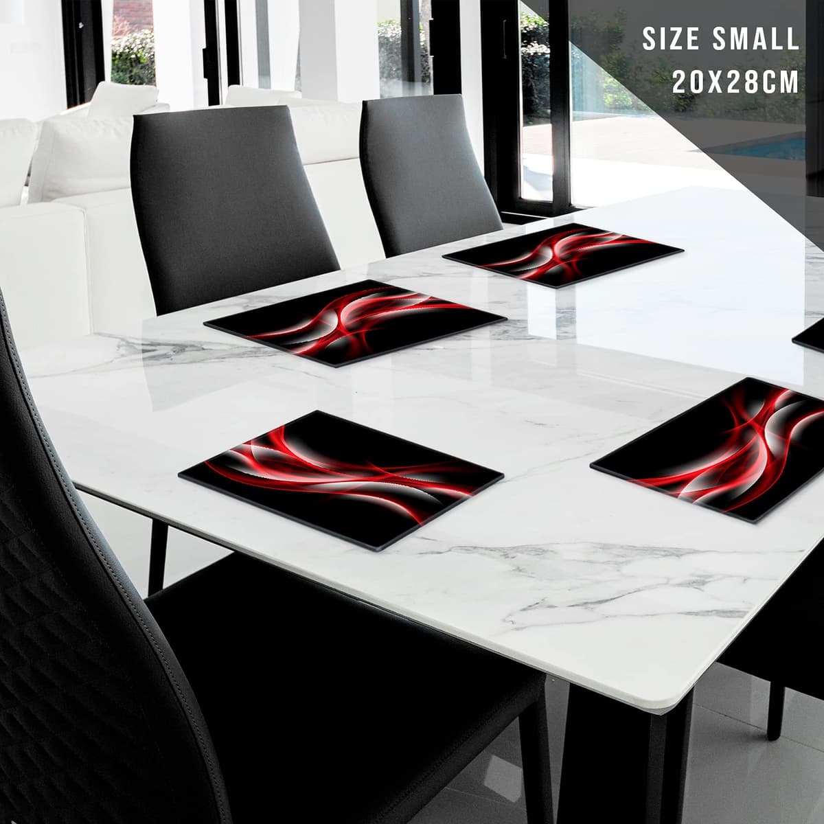 Glass Worktop Savers | Worktop Protectors Heat Resistant | Catering Chopping Boards | Over The Sink Chopping Board | Large | Black Red White — view 3