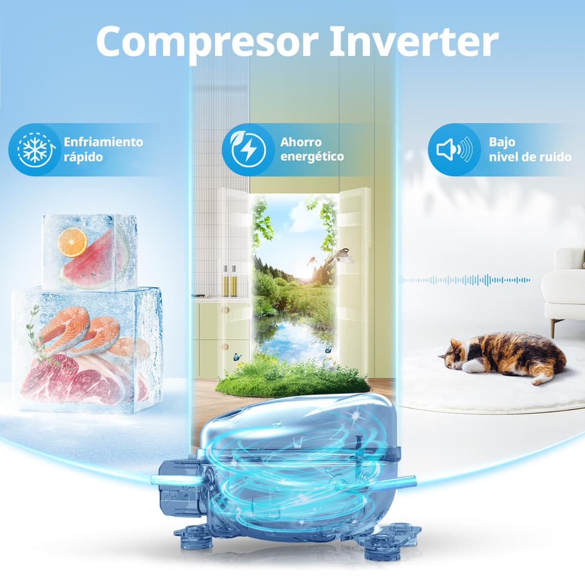 COMFEE' RCU83WH3EU(E) Congelador vertical independiente 88 Litros, 3 cajones, Congelador de gran capacidad, Termostato ajustable, Puerta reversible, Blanco — view 5