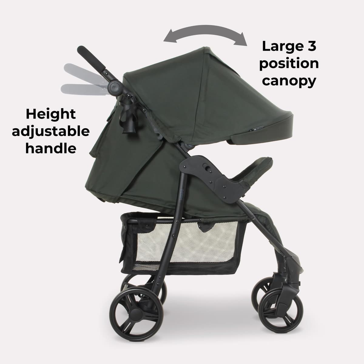 My Babiie MB30 Pushchair – from Birth to 4 Years (22kg), Easy Compact Fold, Large Shopping Basket, Adjustable Handle, Stroller Includes Cup Holder, Rain Cover – Forest Green — view 4