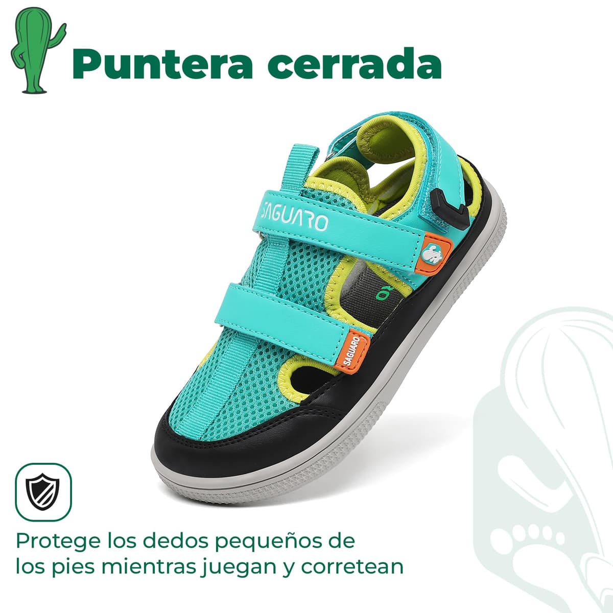 SAGUARO Niño Sandalias Barefoot Cangrejeras - Puntera Cerrada & Velcro & Puntera ancha, 25-36 — view 3