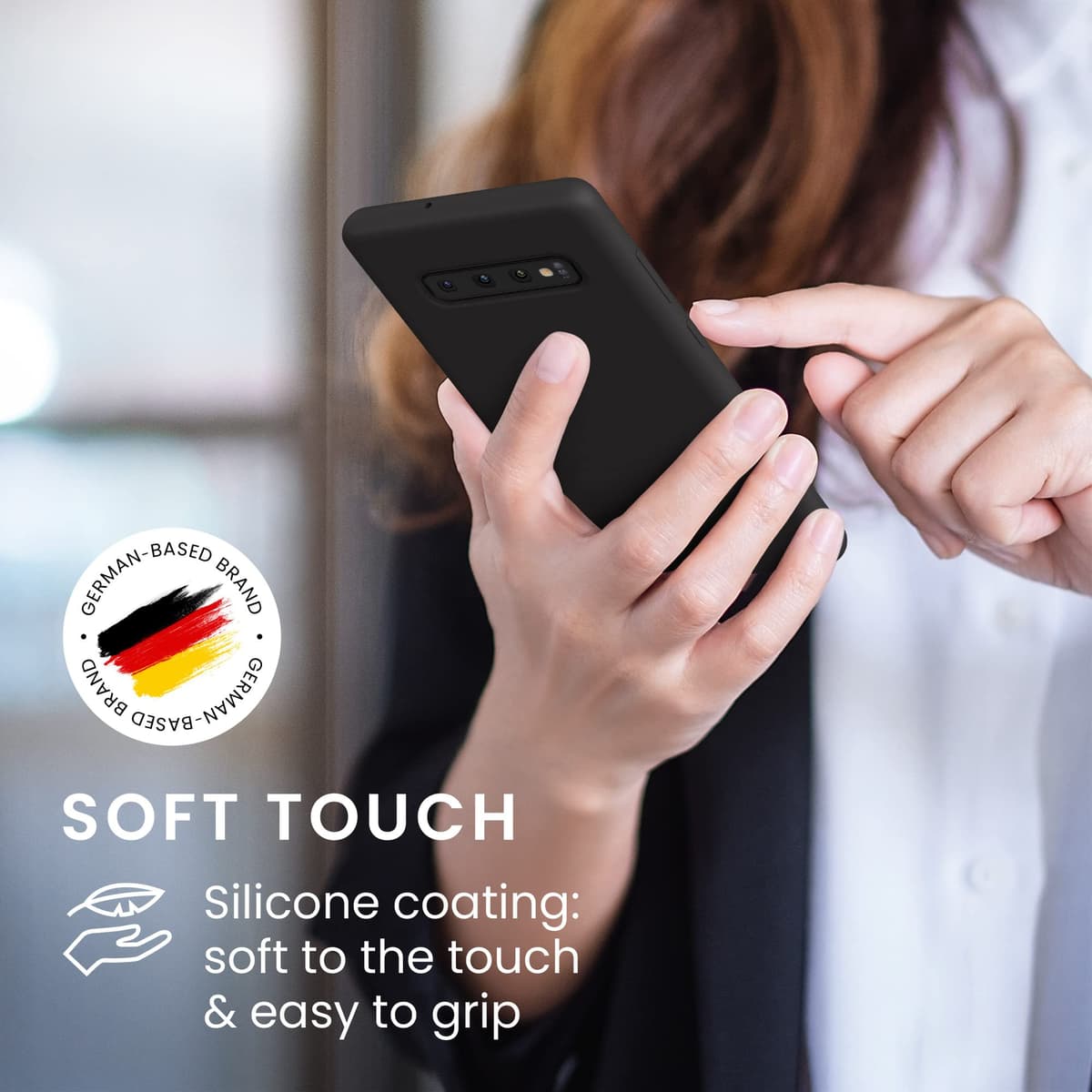 kwmobile Case for Samsung Galaxy S10 Plus / S10+ Case - Soft Cover - Shockproof Silicone - Wireless Charging Black Matte — view 4