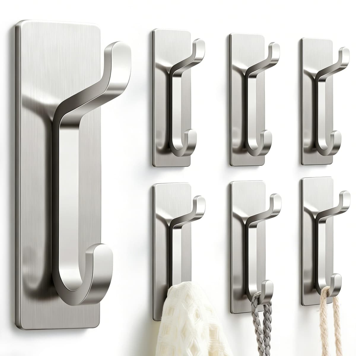 Self Adhesive Hooks, Extra Sticky and Strong, Hanging up to 6KG, Heavy Duty Stick on, No-Nail Hook for Back of Door, Black, 4 Pack — view 19