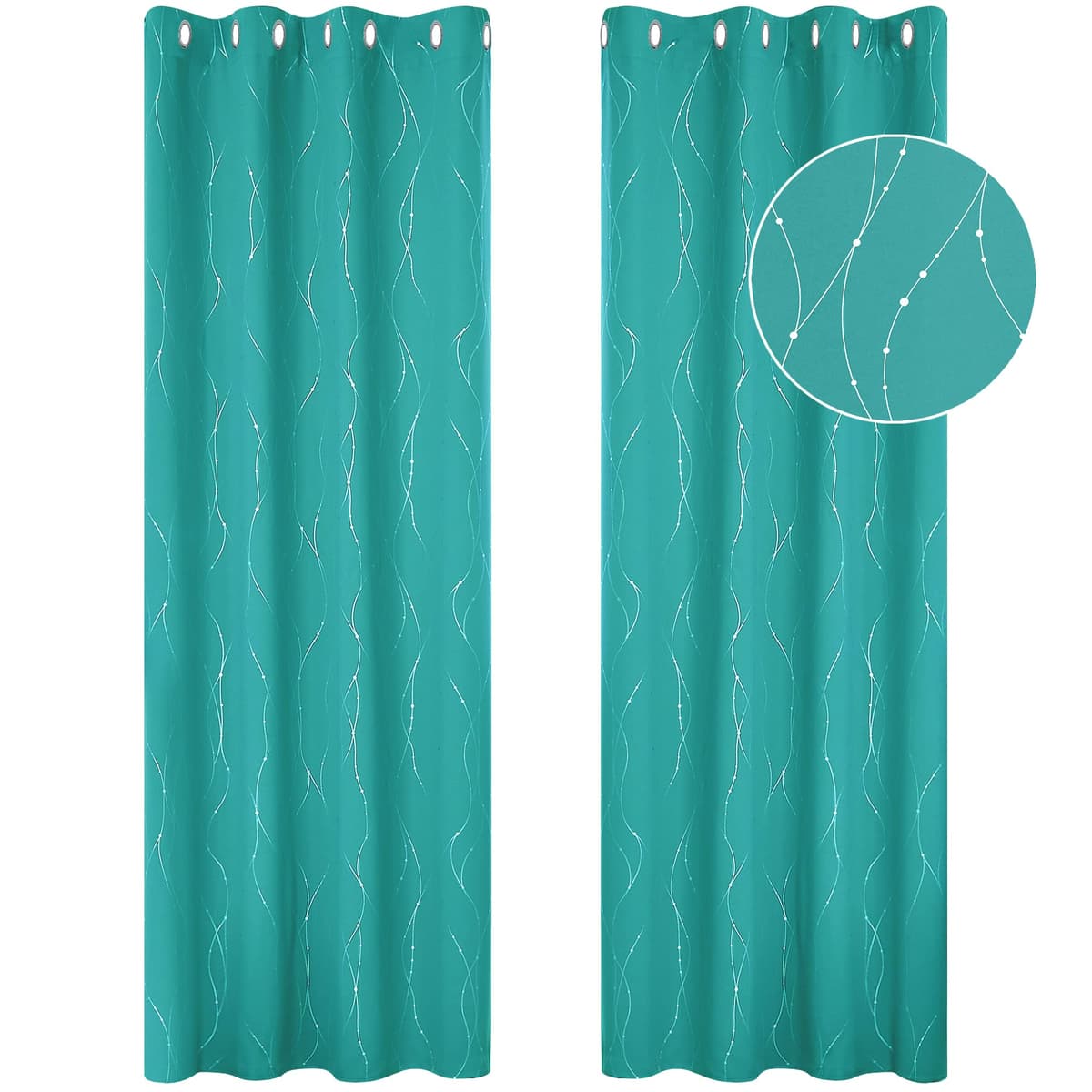 Deconovo Soft Dotted Line Foil Printed Blackout Curtains Thermal Insulated Curtains Eyelet Energy Efficiency Room Darkening Curtains for Bedroom 52 x 72 Inch Light Grey 2 Panels — view 87