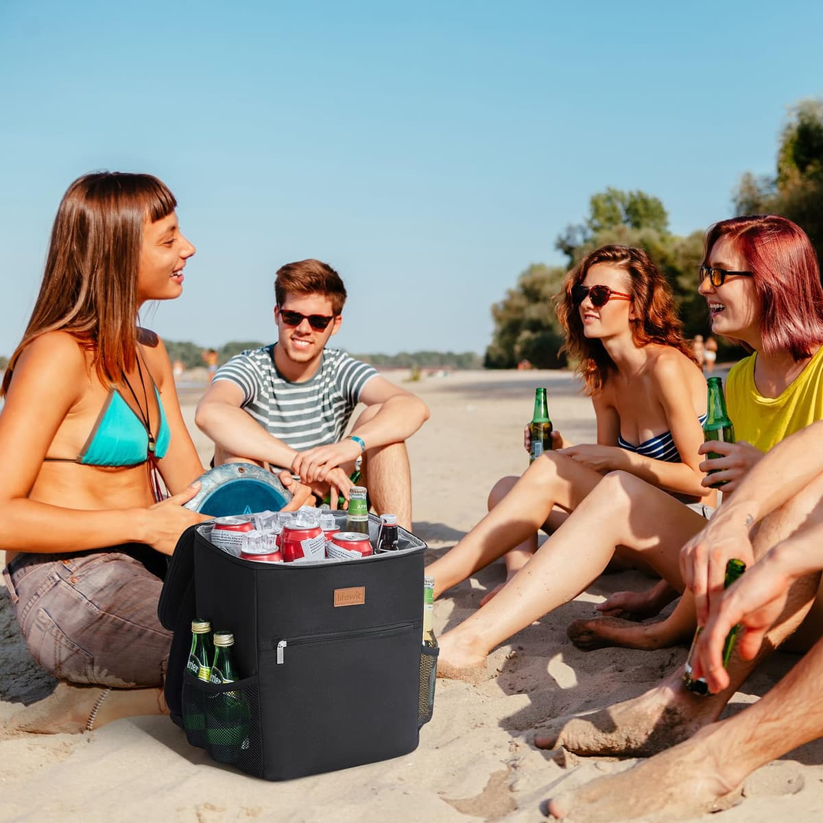 Lifewit Mochila Nevera 24L (30 Latas), Mochilas Neveras Portatil Isotermica, Bolsa Termica Porta Alimentos Impermeable, Cooler Bag para Playa, Picnic, Camping, Viaje, Trabajo, Negro — view 9