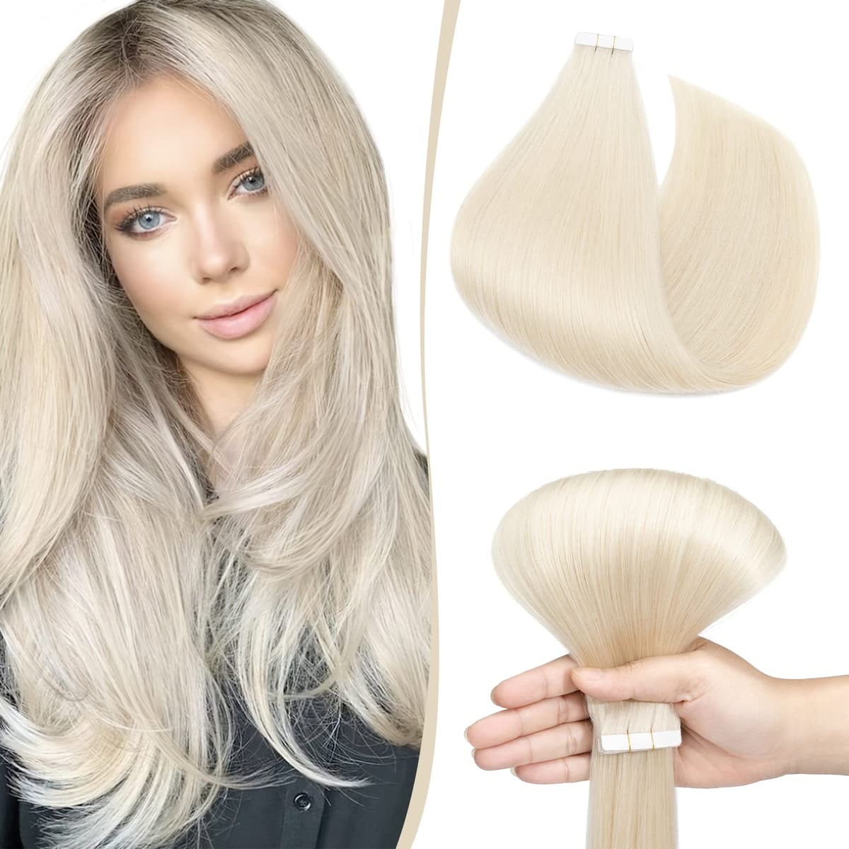 12"(30cm) SEGO 10PCS Extensiones Adhesivas Naturales Pelo Humano sin Clip [#4/27 Castaño Chocolate/Rubio Oscuro] Cabello 100% Remy Liso Balayage Tape in Human Hair (20g) — view 7
