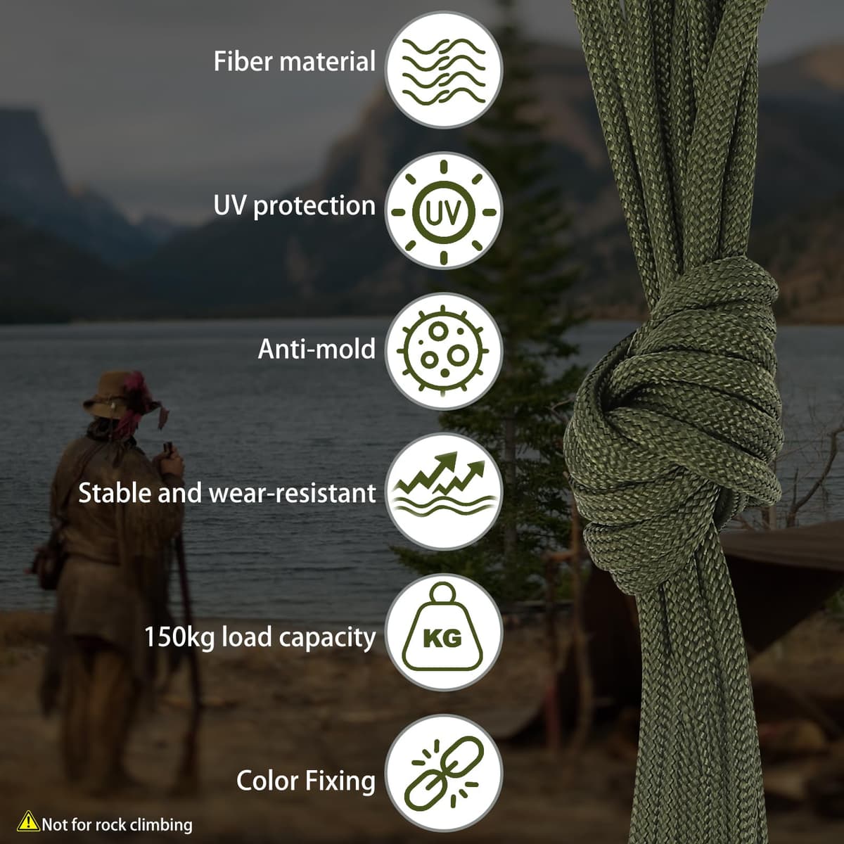 Farerkass 5 Piezas 33ft/10m Paracord 4mm, Cuerda Paracord con 7 Core Strands, Cuerda Nylon Cuerda de Paracord para Camping, Senderismo y Pulseras Paracord — view 4