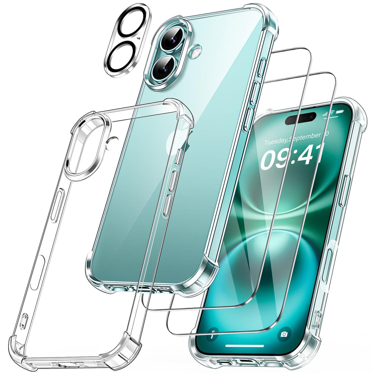 FLLAO 4 en 1 Funda para iPhone 15 con 2 Protector Pantalla y 1 Protector Lente Cámara, [Almohadilla de Aire integrada] Antigolpes Antiarañazos Carcasa 6,1 Pulgadas, Transparente — view 108