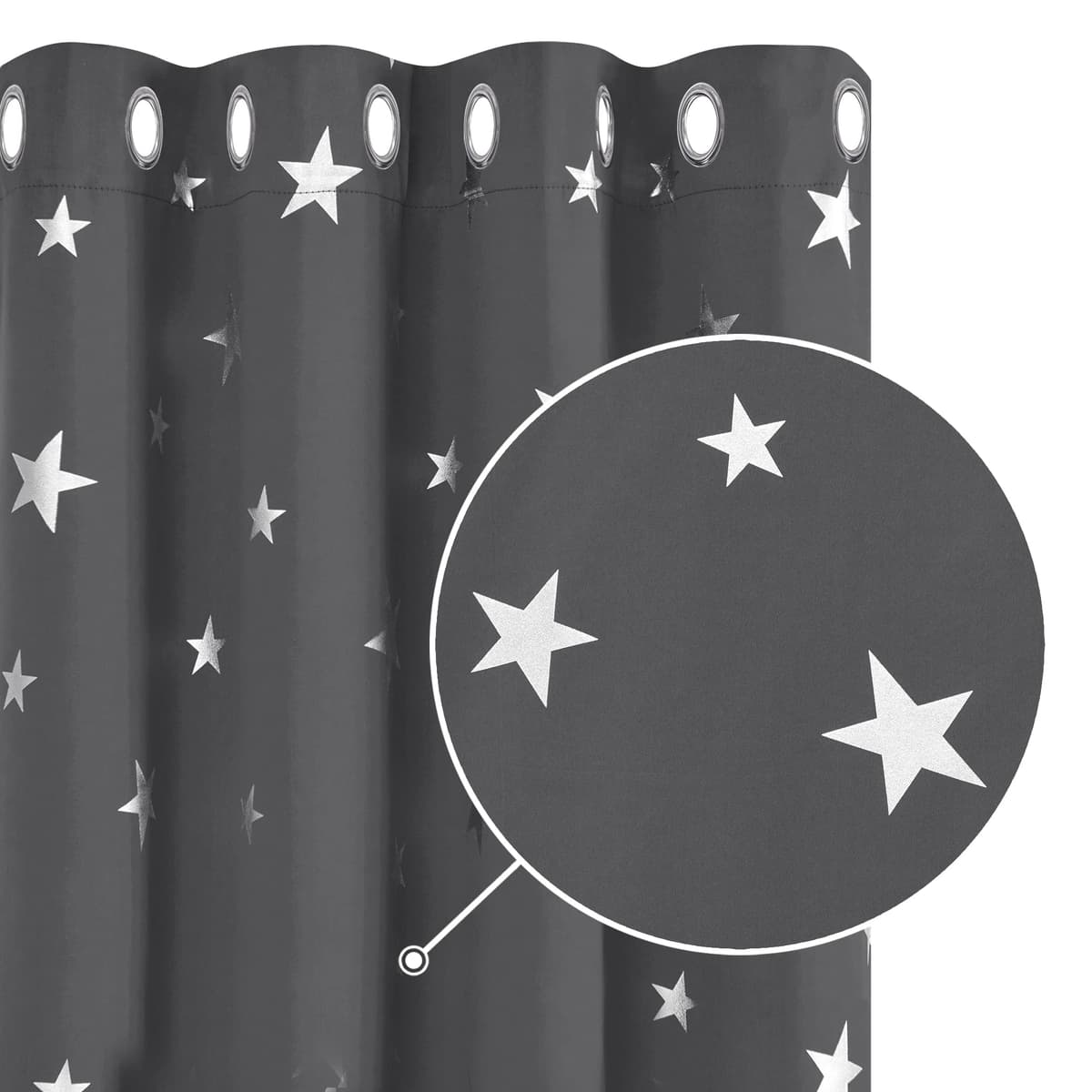 Deconovo Navy Blue Curtains for Living Room Super Soft Thermal Insulated Star Foil Printed Eyelet Blackout Curtains 46 x 54 Inch 2 Panels — view 45