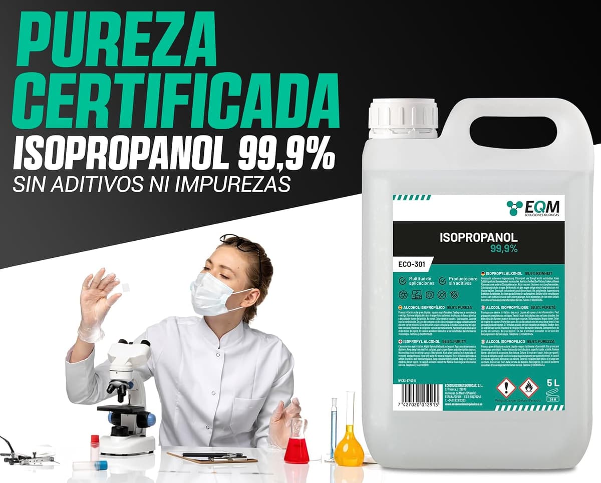 EQM - ECO-301 - Alcohol Isopropílico 99,9% - 10L - Isopropanol - Limpieza componentes electrónicos, objetivos y pantallas - L — view 5