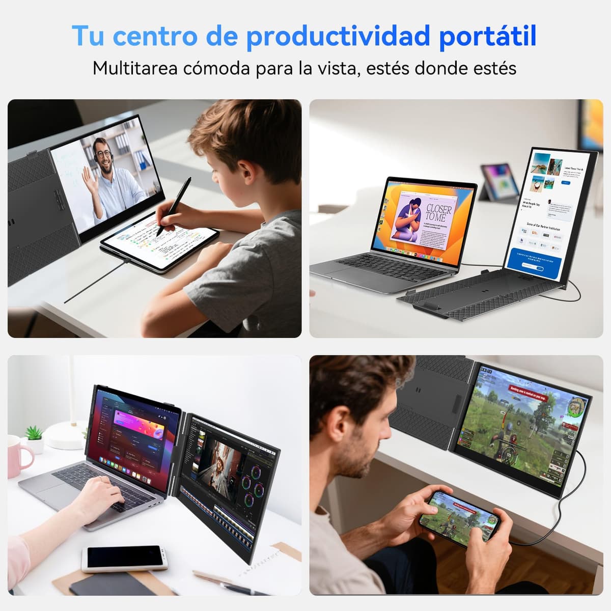 Blackview Pantalla Portatil Extensible Ultradelgado 14" FHD 1080P IPS Monitor Portátil,Certificación TÜV Luz Azul Baja,con HDMI/USB-A/Tipo-C Plug and Play, para Windows/Mac/Chrome/Switch/PS5 — view 4