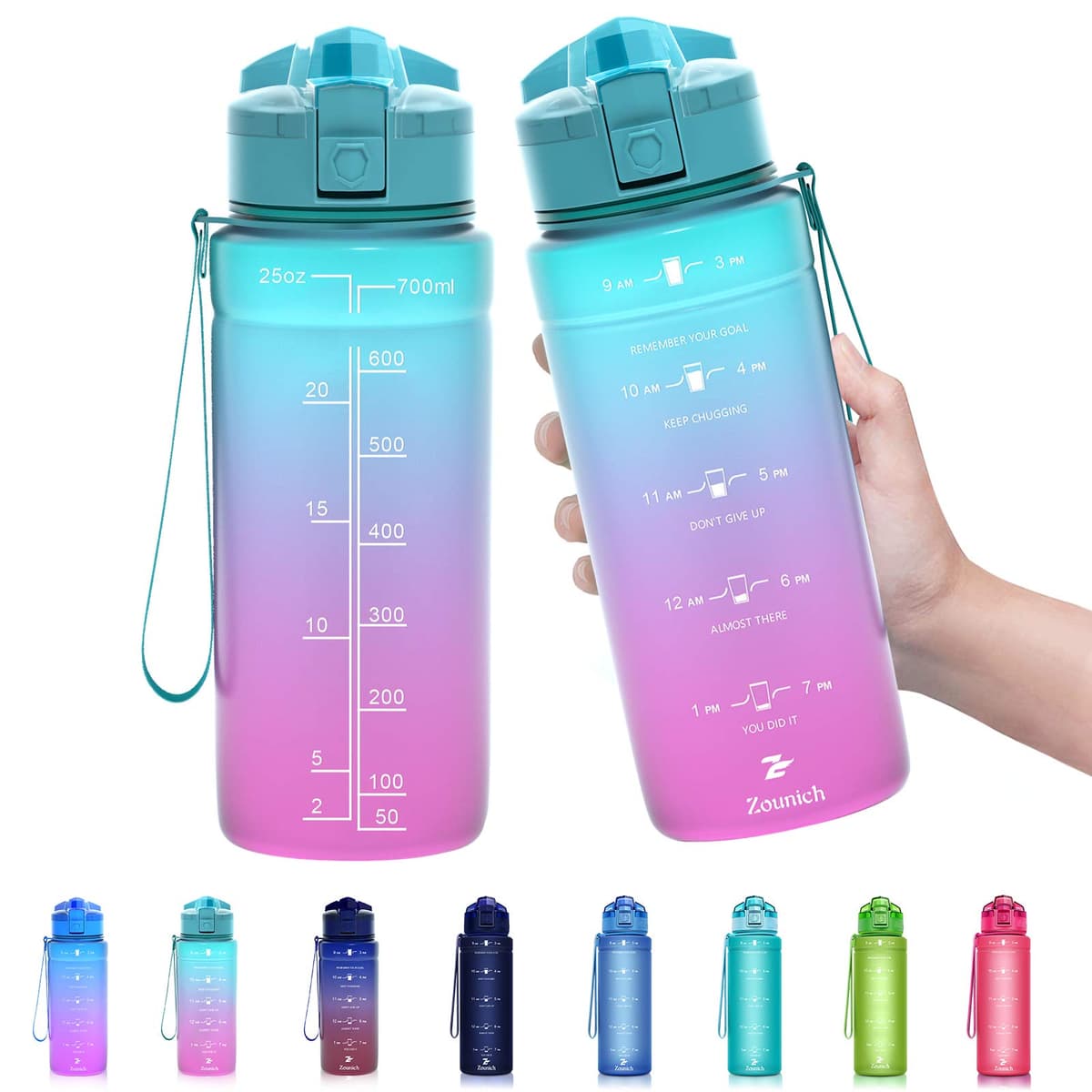ZOUNICH Botella Agua Deporte, Botella Agua Niños sin BPA Reutilizable Plástico Tritan - 500 ml / 700 ml / 1 l, Cantimploras para Te con Filtro, para Infantil, Gimnasio, Bicicleta — view 32