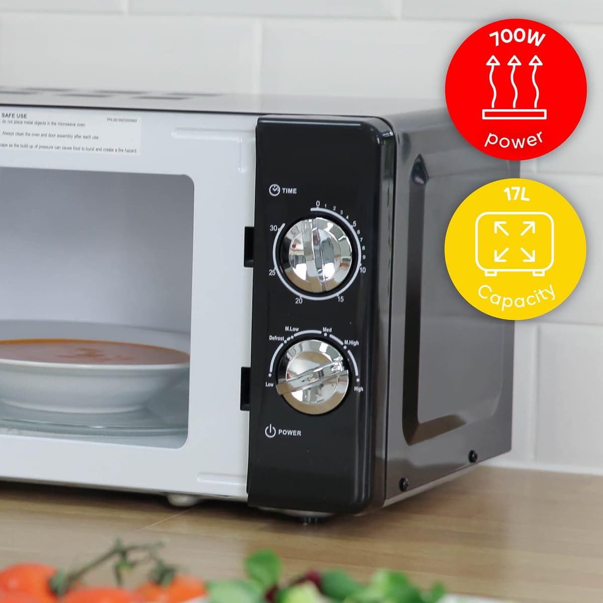 Russell Hobbs RHMM701B 17 Litre 700 W Black Solo Manual Microwave With 5 Power Levels, Ringer & Timer, Defrost Setting, Easy Clean — view 4