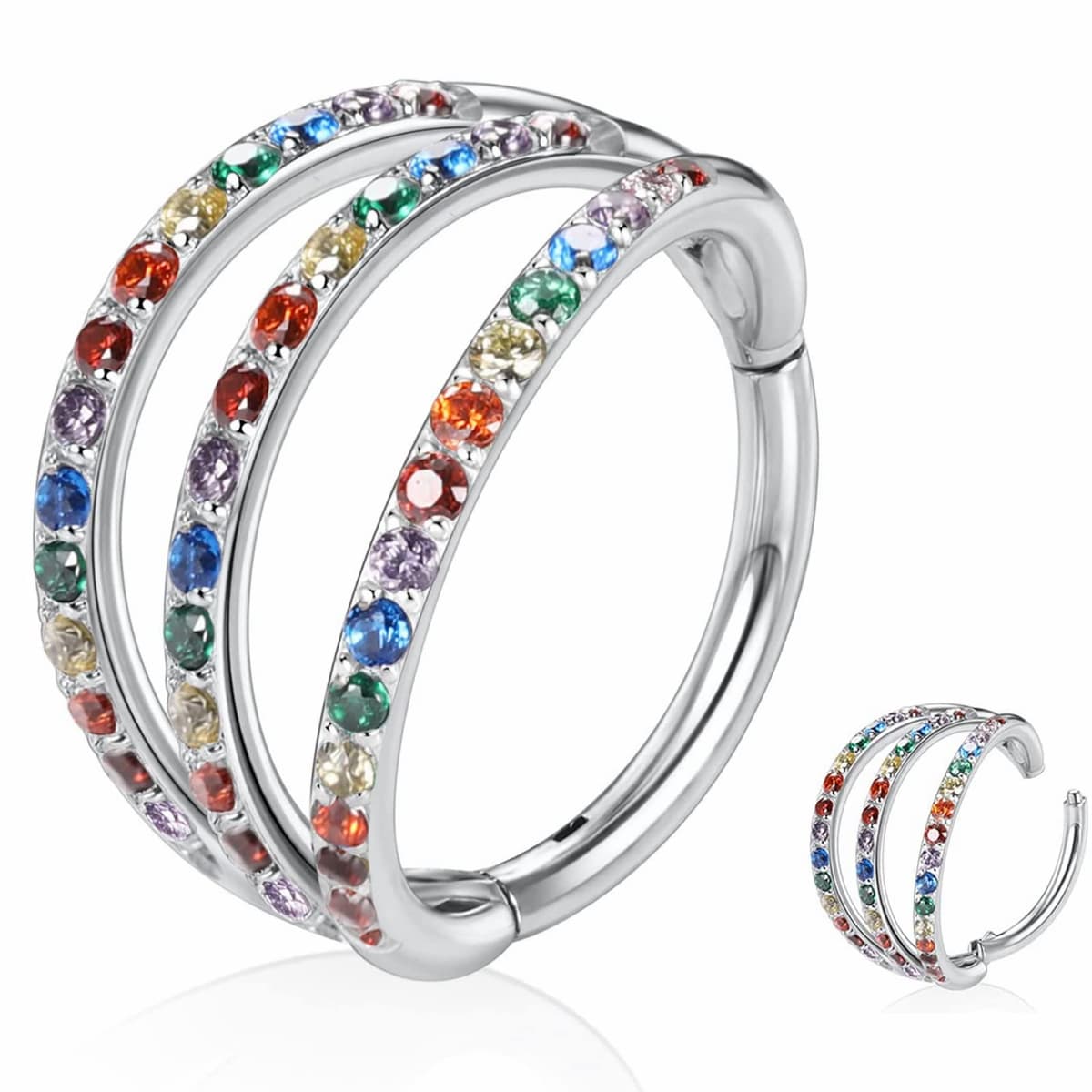Yrogcu 20G 18G 16G 14G Single/Double Hoop Stainless-Steel Seamless-Hinged-Piercing Segment-Clicker Nose-Ring-Hoop : Diameter 6mm 8mm 10mm 12mm Cartilage Earrings — view 61