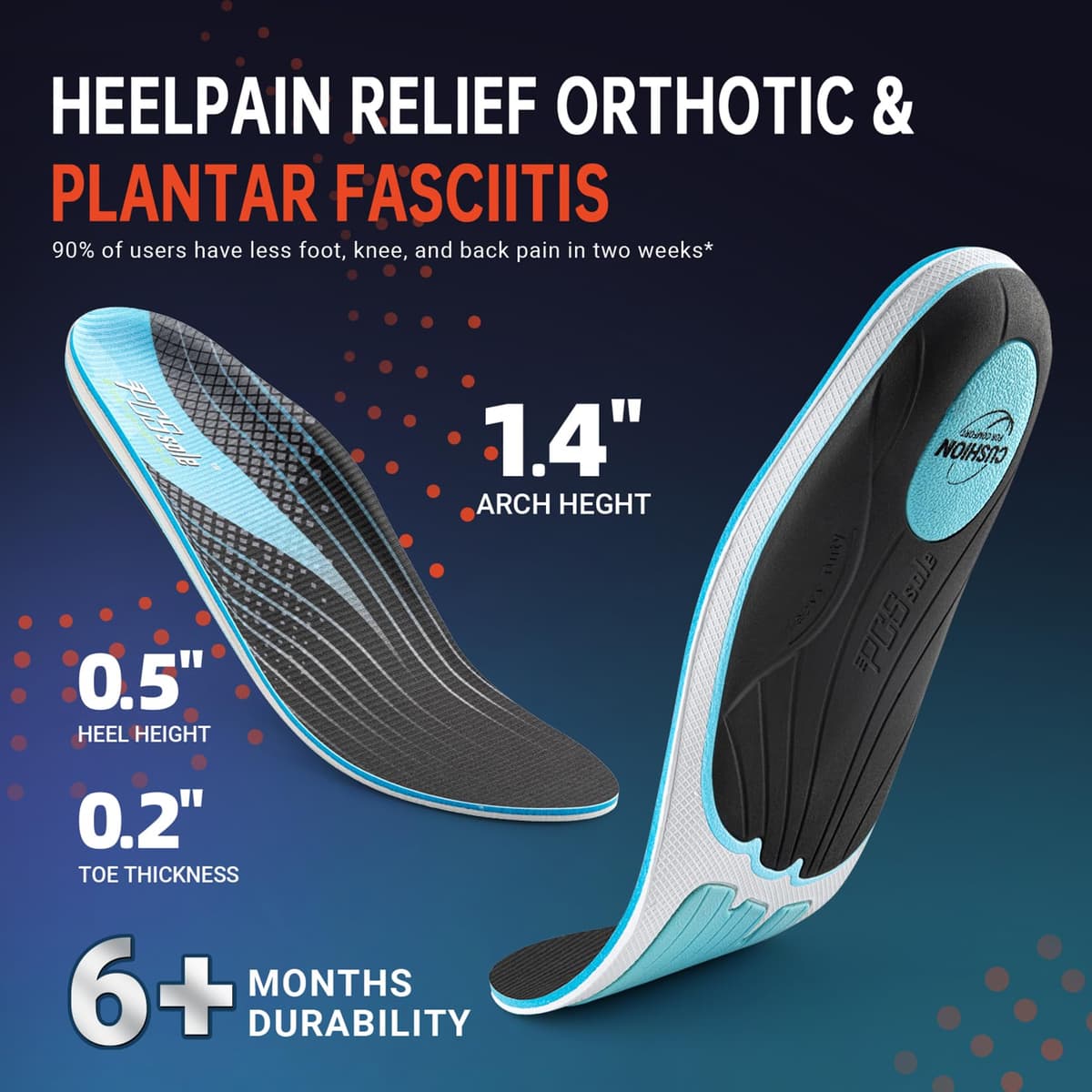 PCSsole Plantillas Ortopédicas, Plantillas Para Espolón Calcáneo, Pies Planos, Dolor De Pies, Soporte Del Arco, Plantillas Ortopédicas Cómodas Para Hombres Y Mujeres. — view 5