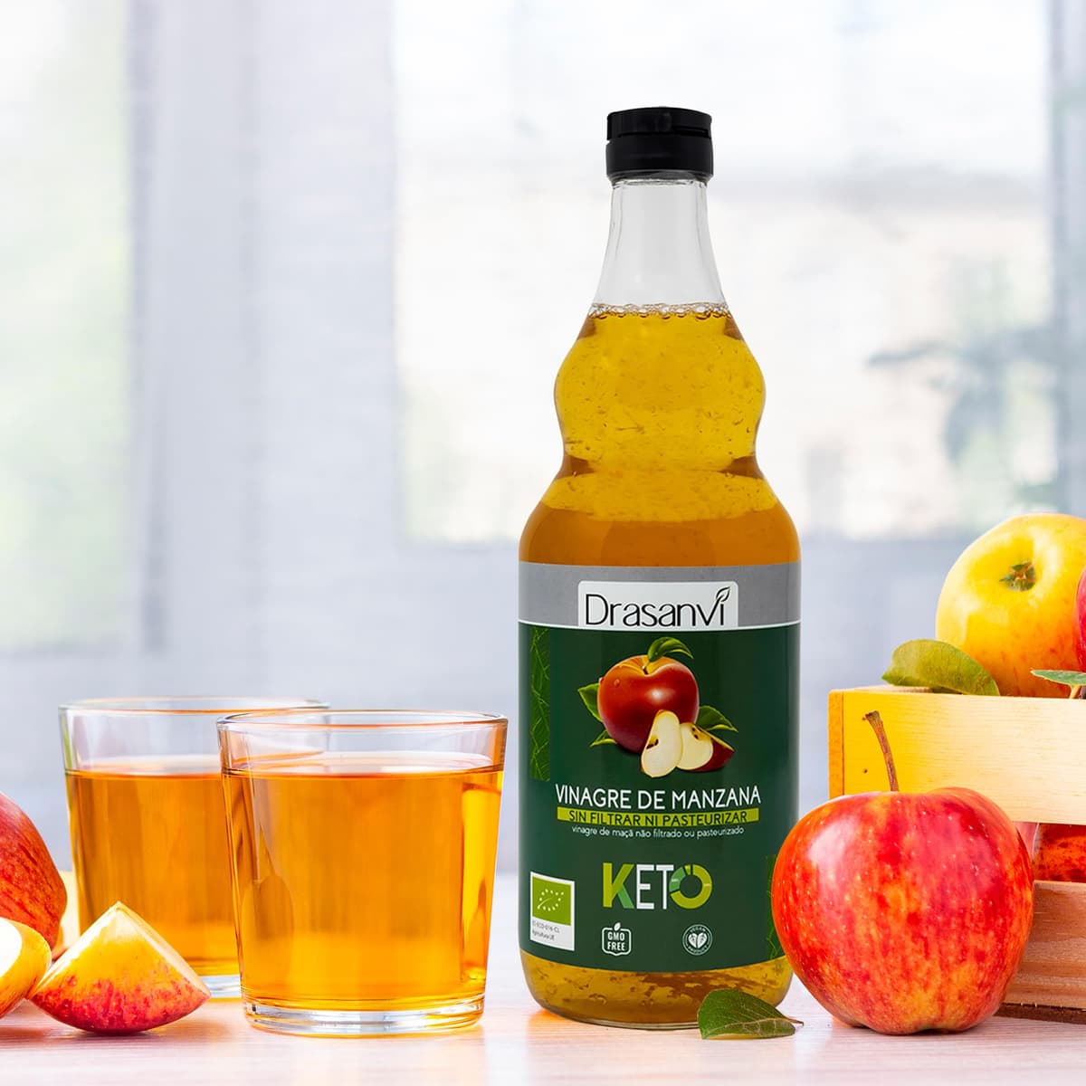 DRASANVI VINAGRE DE MANZANA MADRE SIN FILTRAR CERTIFICADO BIO | Vinagre de sidra de manzana KETO | Apple Cider Vinegar |Manzanas ecologicas | VEGANO - SIN GLUTEN - 75cl — view 5