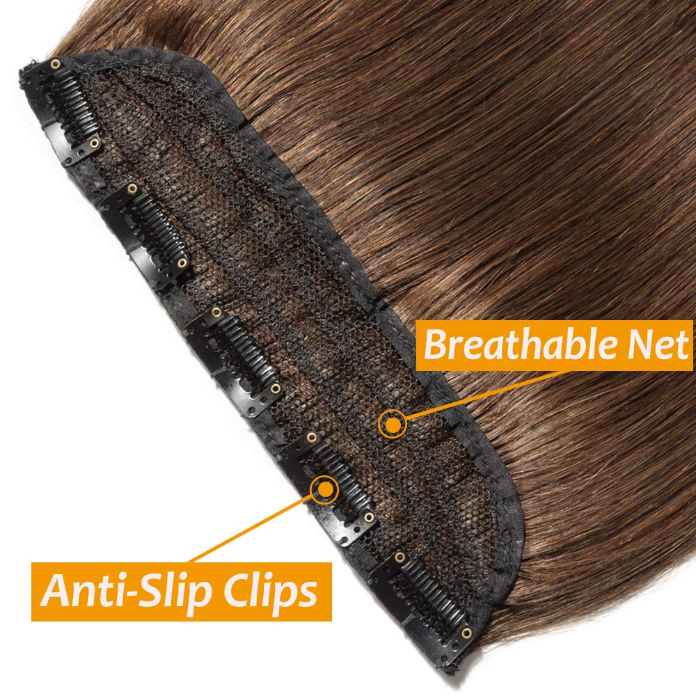 Silk-co 10inch Hair Extensions Clip in Hair Extension Human Hair #04 Medium Brown -Basic Thickness-Thin Weft- 8 Pieces Real Remy Straight Hair Extensions[50g] — view 103