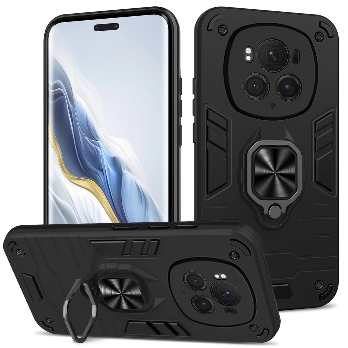 Funda para CMF Phone 2 Pro, Carcasa Antigolpes con Soporte anular metálico, Case Protectora de Grado Militar, Negro — view 57