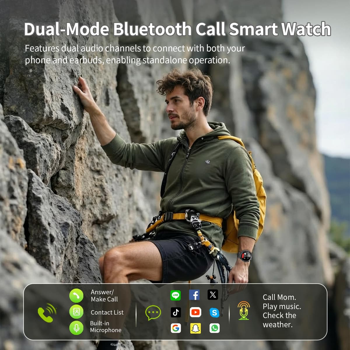 Smart Watches for Men (Answer/Make Call), 1.53" HD Military Smartwatch, 50+ Days Extra-Long Battery Life Fitness Watch , Flashlight/110+Sports/Heart Rate/Sleep Monitor/IP68 Waterproof Android iOS — view 2