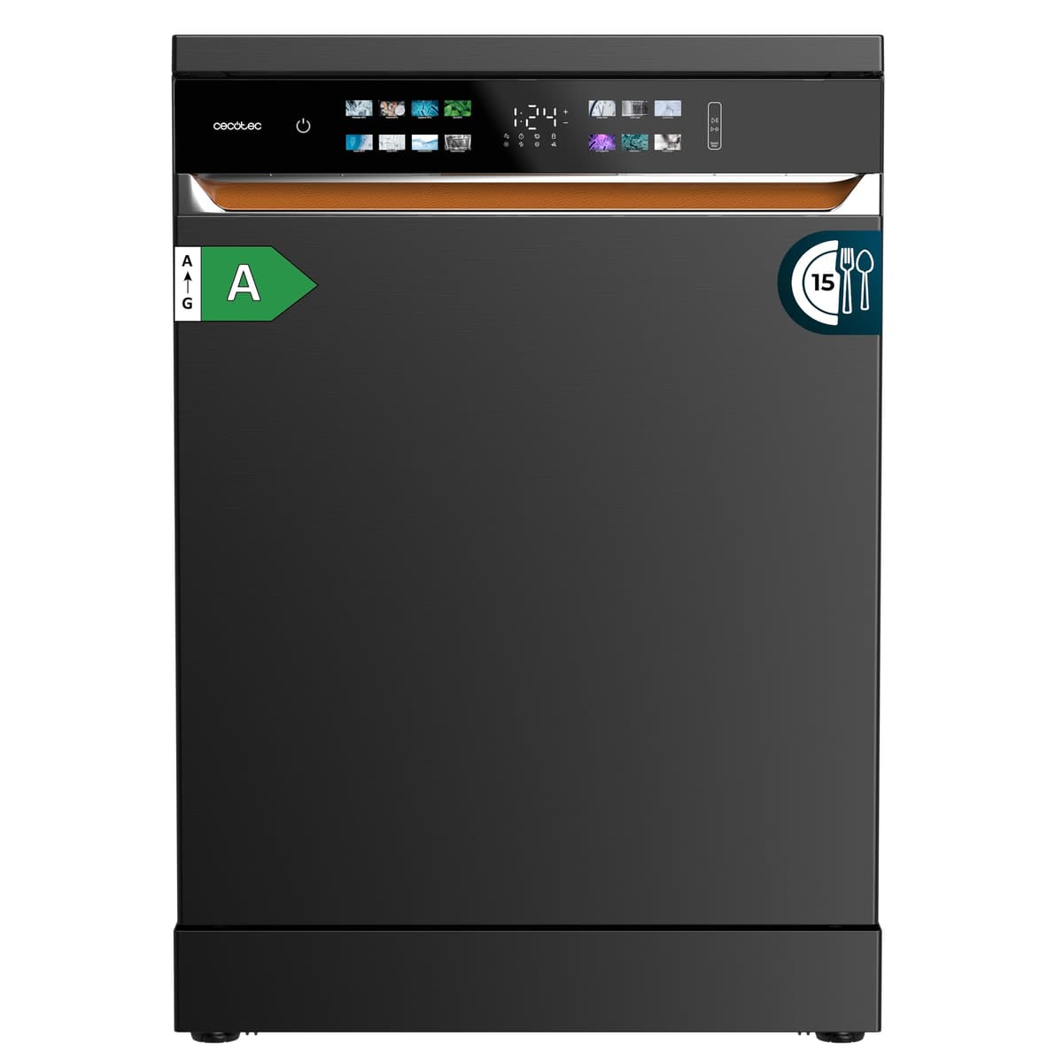 Cecotec Lavavajillas Independiente de 60 cm Bolero Aguazero 6900. 15 Cubiertos, 8 Programas, Clase A, Motor Inverter Plus, Pantalla FullColor XXL, Auto Open y Turbo Dry+, Dual Zone Wash, Blanco — view 5