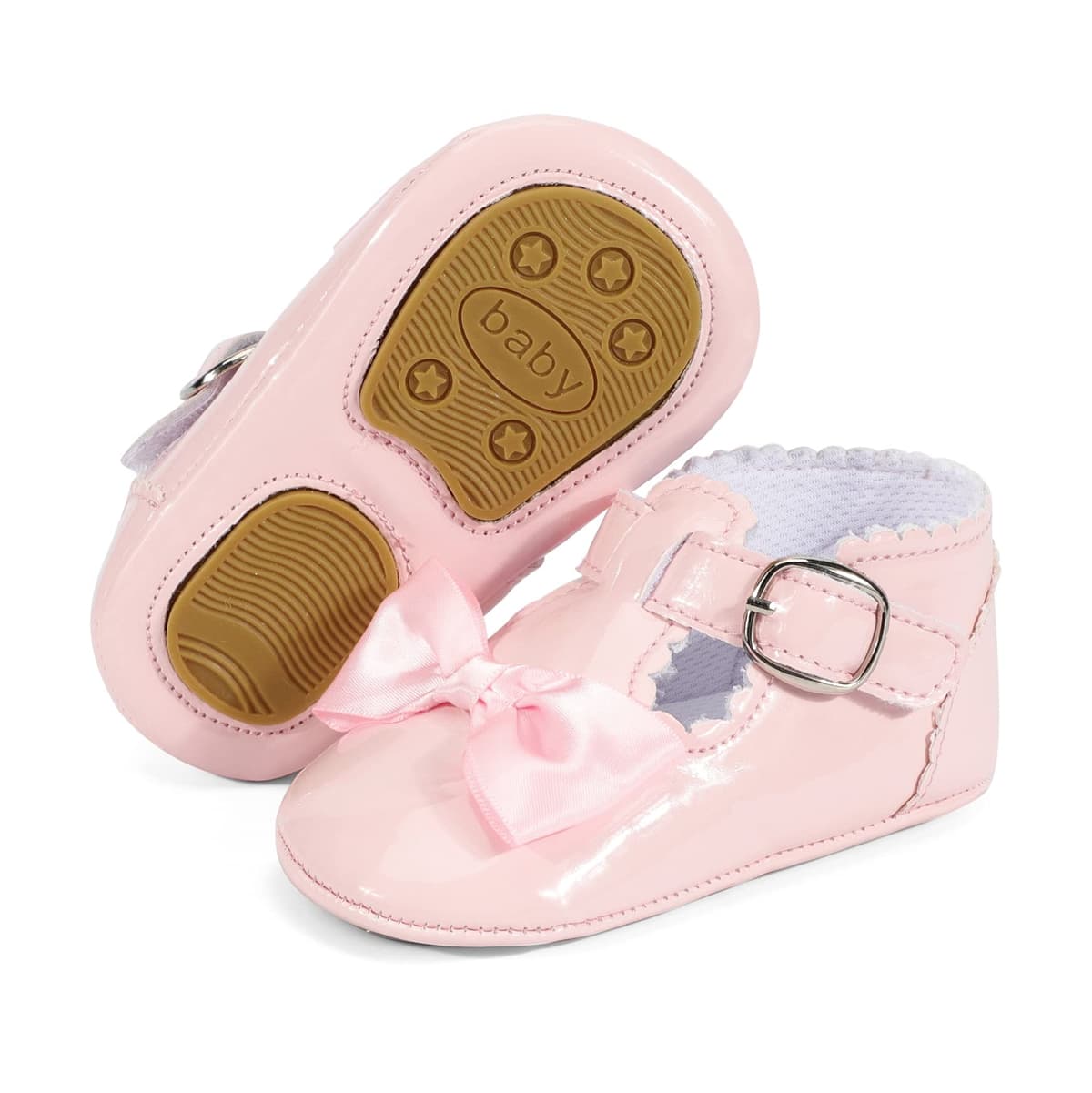 LACOFIA Baby Girls Anti-Slip First Walking Shoes Infant Bowknot Mary Jane Princess Party Shoes Prewalkers — view 2