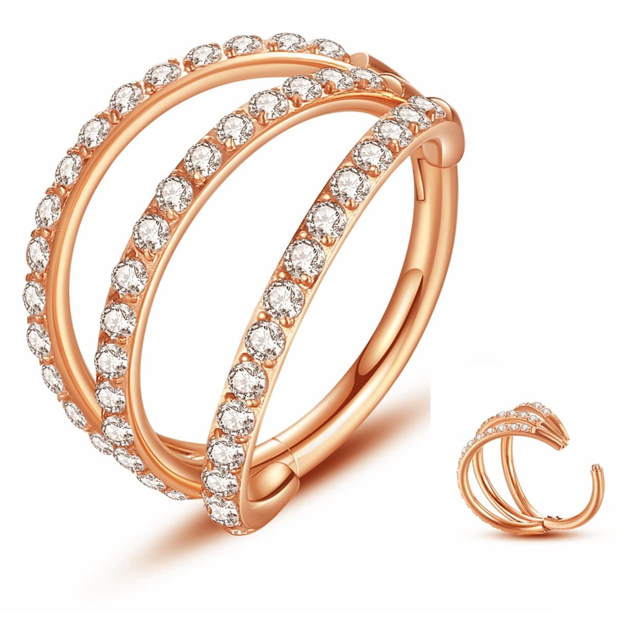 Yrogcu 20G 18G 16G 14G Single/Double Hoop Stainless-Steel Seamless-Hinged-Piercing Segment-Clicker Nose-Ring-Hoop : Diameter 6mm 8mm 10mm 12mm Cartilage Earrings — view 35