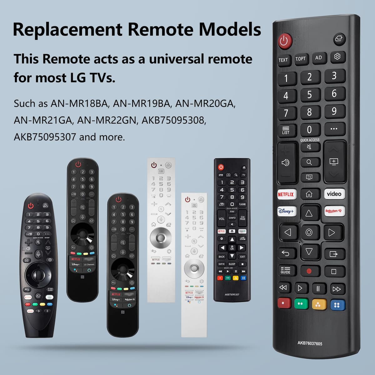 Mando Universal de Reemplazo para LG Smart TV, Control Remoto Infrarrojo Mejorado con Botones de Acceso Rápido para Netflix, Disney+ y Rakuten TV — view 3
