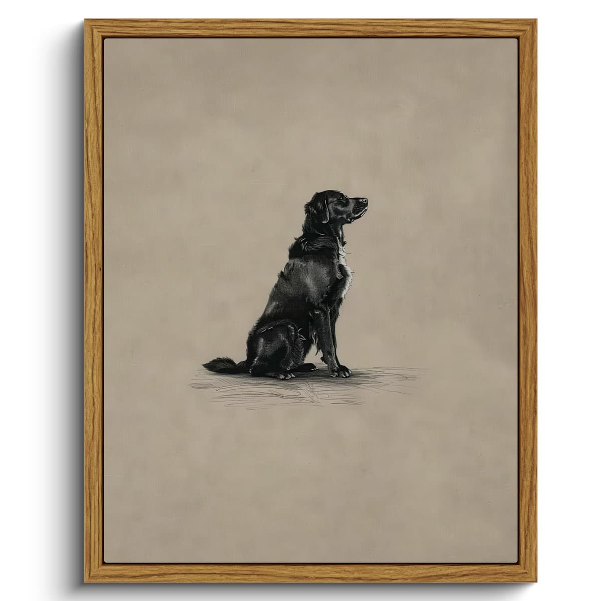 VIYYIEA Vintage Framed Black Dog Wall Art, Bedroom Living Room Minimalist Animal Art Decor, Antique Dog Canvas Print Paintings, Home Farmhouse Retro Still Life Decor, 12x16 Inch — view 12