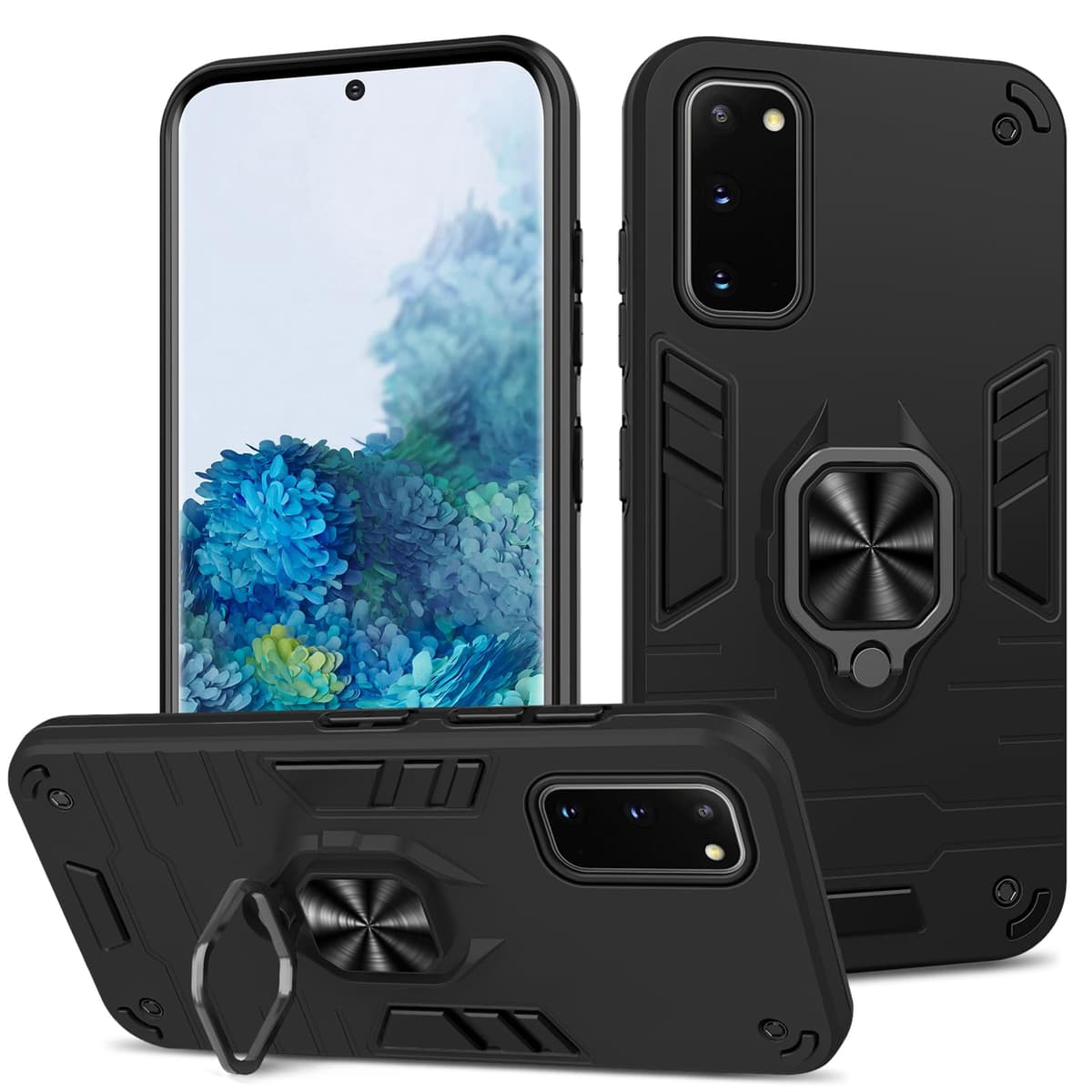 Funda para CMF Phone 2 Pro, Carcasa Antigolpes con Soporte anular metálico, Case Protectora de Grado Militar, Negro — view 200