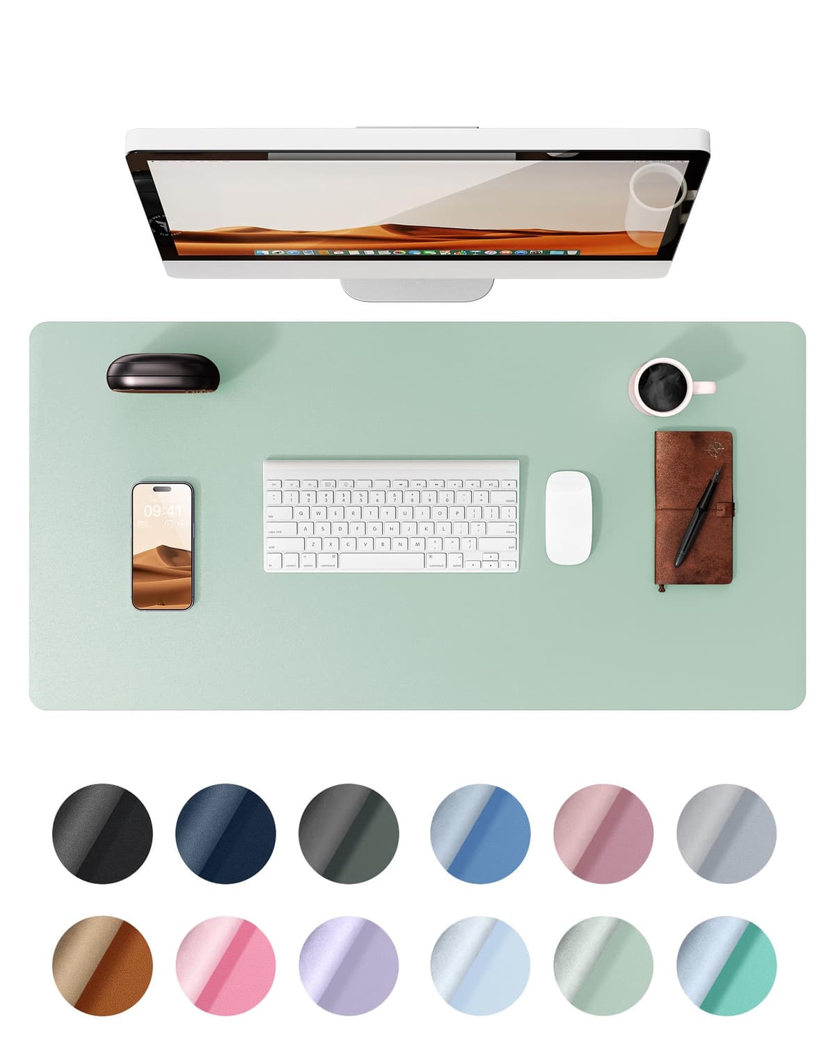 YSAGi Leather Desk Mat, Large Mouse Mat, Non-Slip Desk Pad, Waterproof Leather Table Protector Writing Pad for Office and Home (60 x 35 cm, Black) — view 36