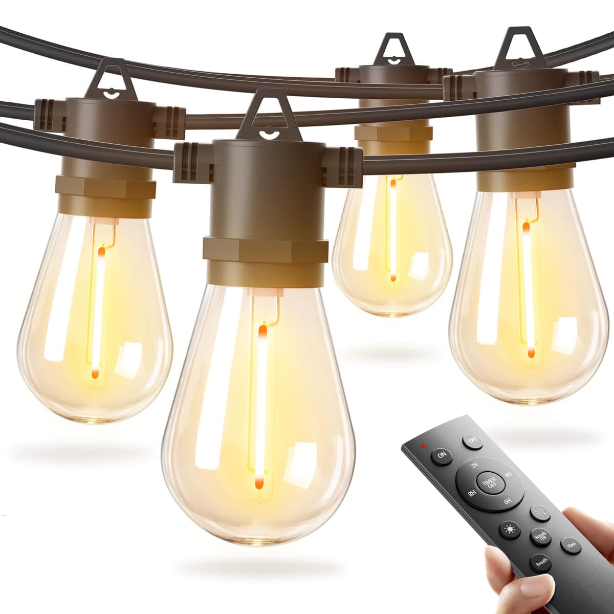 addlon 25FT LED Outdoor String Lights with Edison Shatterproof Bulbs, Heavy-Duty and Weatherproof Strand, Commercial Grade Patio Lights, Decorative for Garden or Patio, Black — view 8