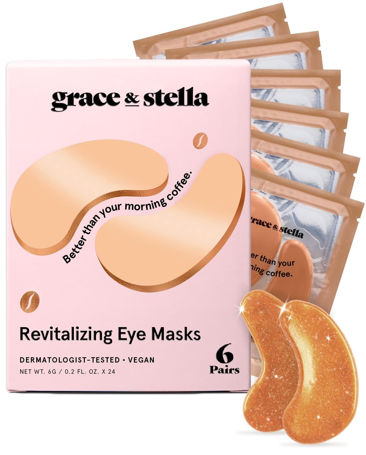 grace & stella Award Winning Under Eye Mask - Reduce Dark Circles, Puffy Eyes, Undereye Bags, Wrinkles - Under Eye Gel Patches, Vegan Cruelty-Free Self Care (4 Pairs, Gold) — view 9