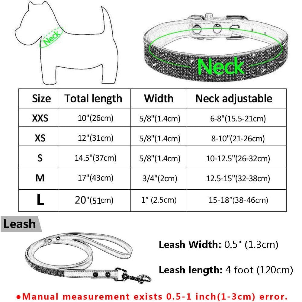 Cute Dazzling Sparkling Elegant Fancy Soft Suede Leather Bling Rhinestone Crystal Jeweled Pet Cat Dog Puppy Collar Dog Leash Combo Set (M, Hot Pink) — view 2