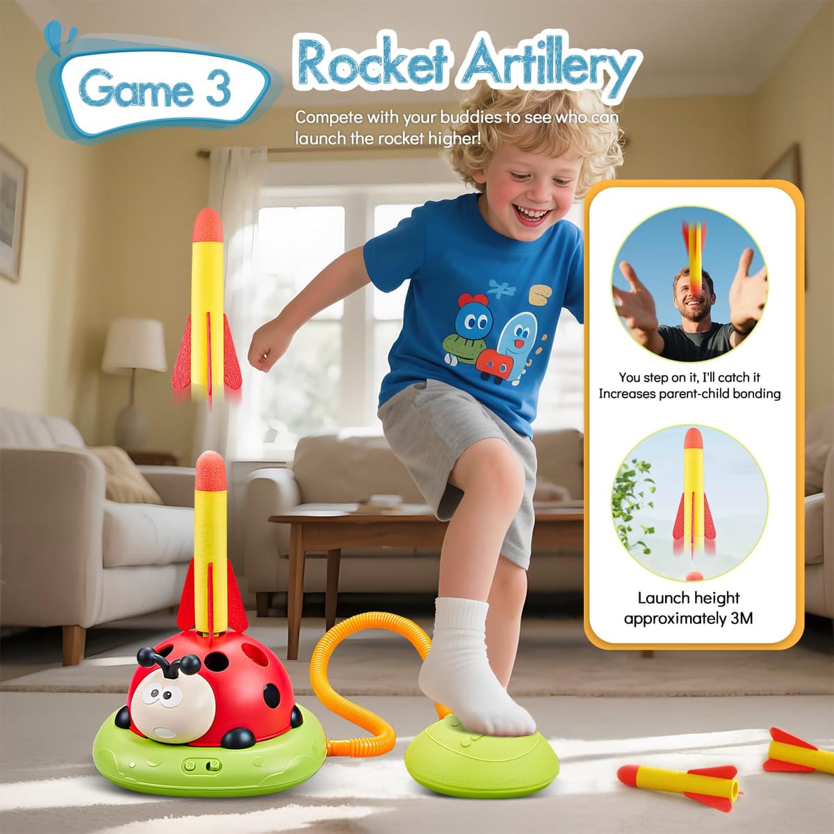 RoserRose 5 in 1 Kids Outdoor Games, Rocket Toy, Musical Jump, Throwing Game, Dodge and Jump, Garden Toys with Remote Control, Outdoor Games for Children 3 4 5 6 7 8 Years Old — view 4