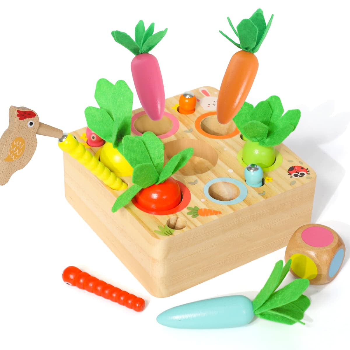 Juguetes Montessori para Niños 1 2 3 años, Juguetes de madera Educativos para Bebés 6 Meses niña niños, Juguete de Clasificación Zanahorias, Juegos de pelota, Regalo Bebe 1 Año de Cumpleaños Navidad — view 9