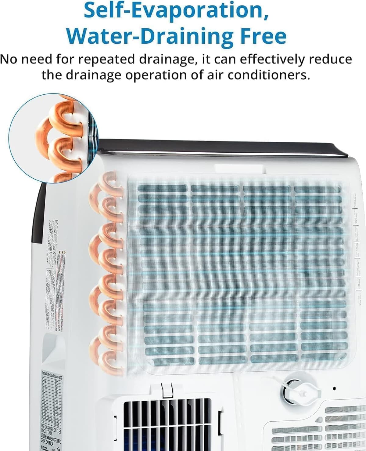Aire acondicionado portátil 10000 BTU, 3 en 1 Refrigeración hasta 45-50 m², Deshumidificador y Ventilador, Extra Silencioso, Temporizador 24h, Incluye kit Completo de Ventana — view 4
