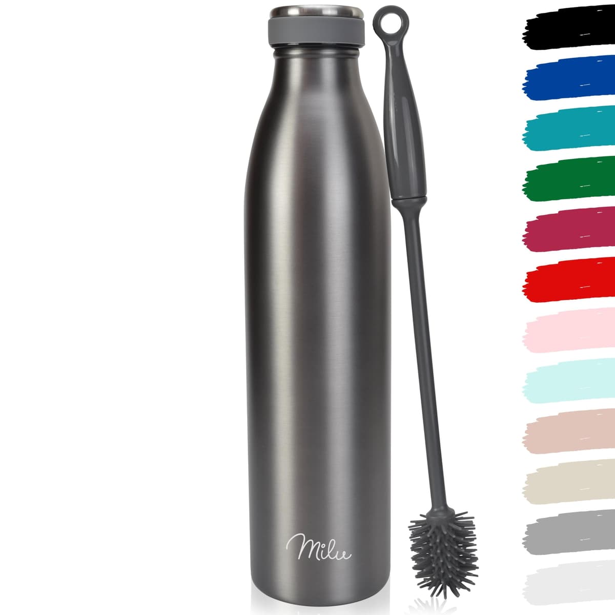 Milu Stainless Steel Drinking Bottle 1500 ml - Insulated Thermo Flask for Water - Leak Proof, Insulated and Double Walled, Carbonated (Granite Navy Blue, 1,5L) — view 83