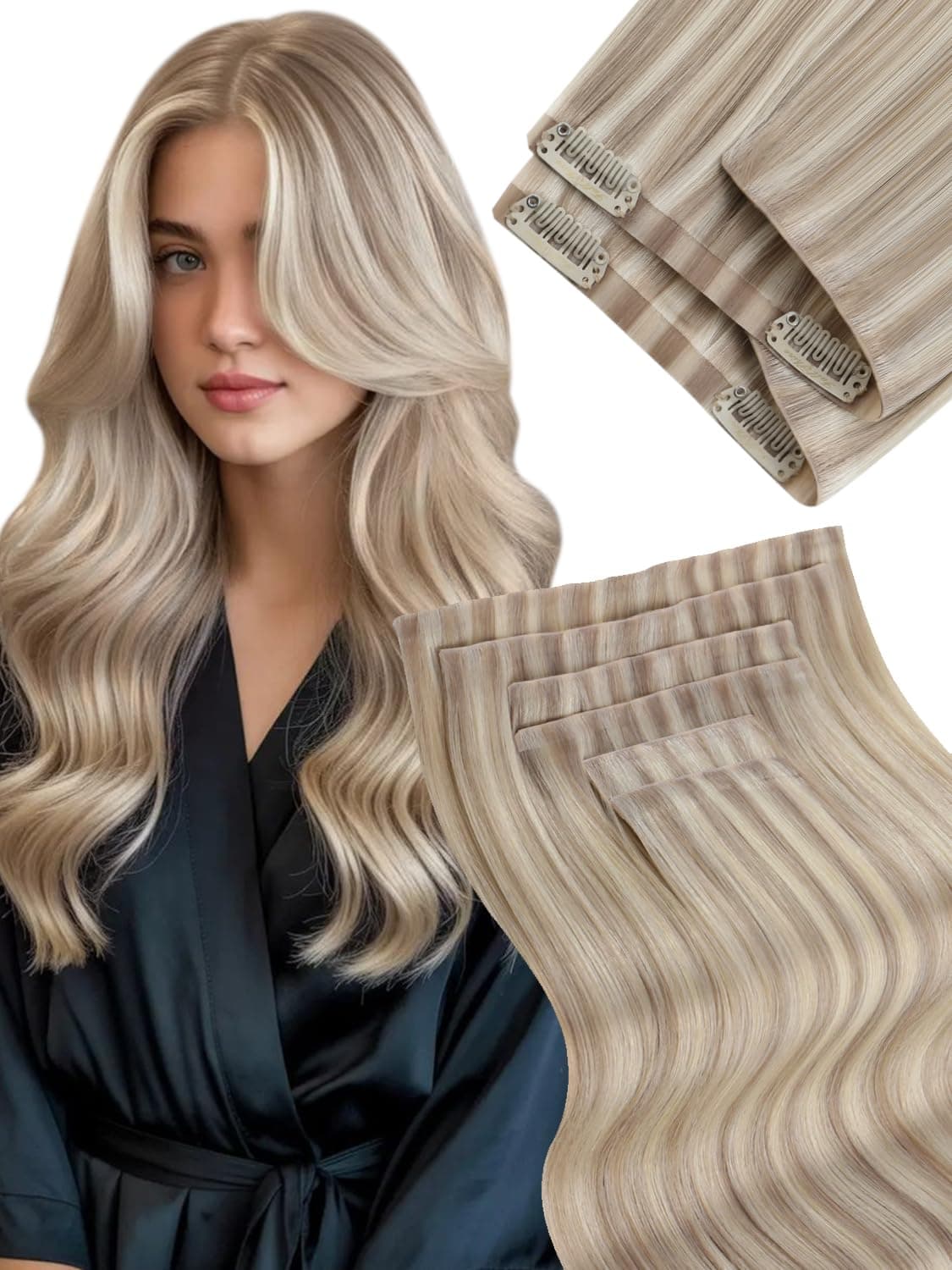 Fshine Clip in Hair Extensions Human Hair Copper Hair Extensions 18 Inch 120 g 7 pcs Color 330 Natural Straight Hair Extensions for Women Real Human Hair — view 63