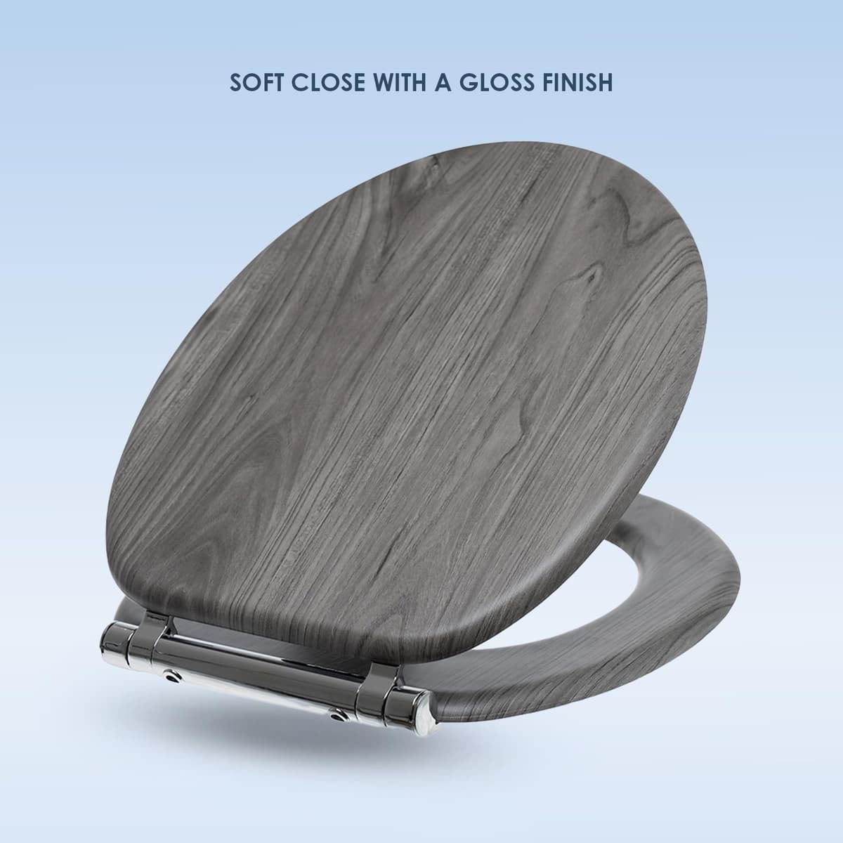 AQUALONA® Luxury Grey Oak Effect Toilet Seat - Soft Close MDF Moulded Wood Seat with Quick Release Button and Durable Hinges - Comfortable, Easy to Clean and Install with Universal Fittings — view 5