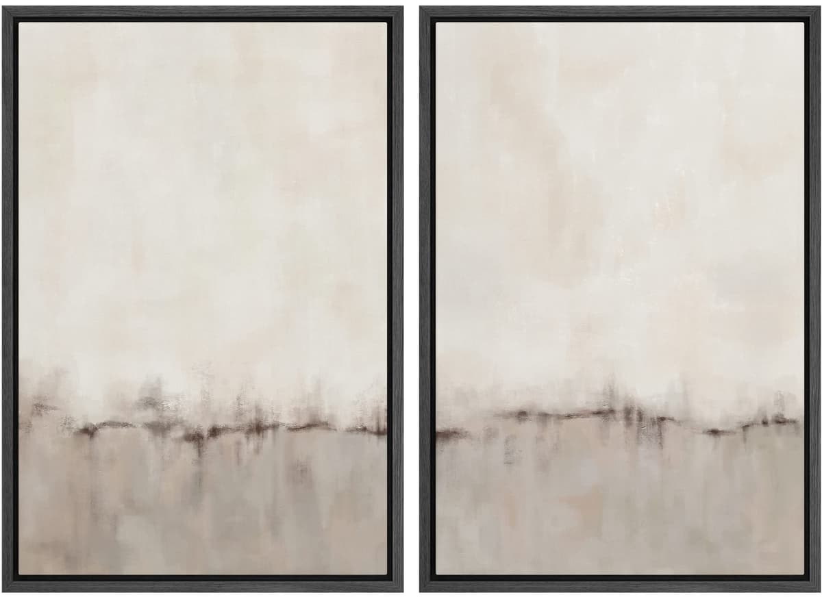 MUDECOR Framed Canvas Print Wall Art Set Watercolor Pastel Duotone Tan Landscape Abstract Shapes Illustrations Modern Art Decorative Contemporary for Living Room, Bedroom, Office - 24"x36"x2 Natural — view 104