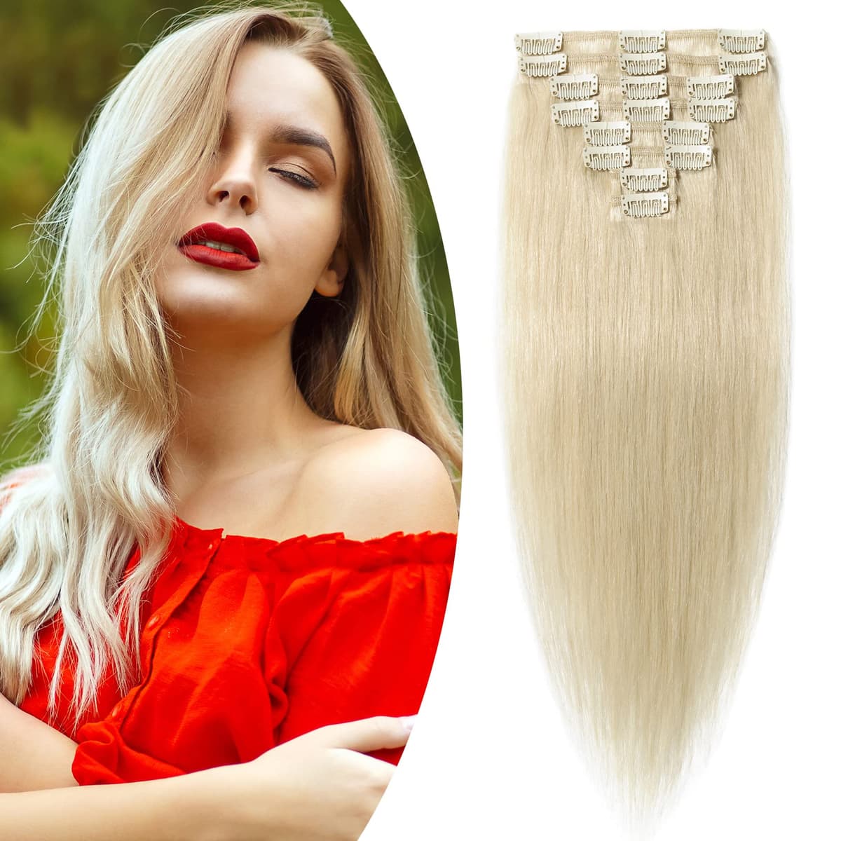 12 inch Clip in Hair Extension Human Hair One Piece 100% Real Remy [#2 Dark Brown] 3/4 Full Head Straight Hair Pieces for Women Invisible Short (40g) — view 26