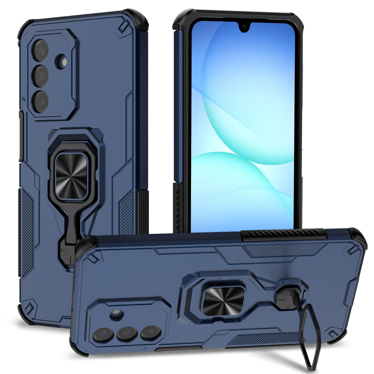 Funda para CMF Phone 2 Pro, Carcasa Antigolpes con Soporte anular metálico, Case Protectora de Grado Militar, Negro — view 457